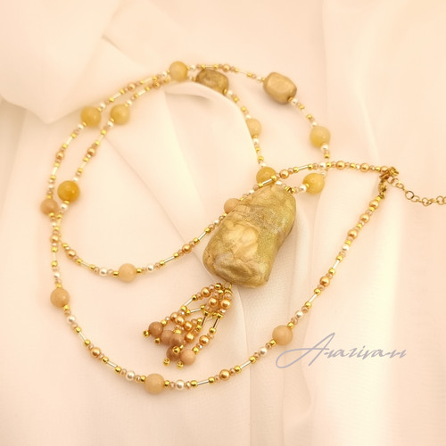 گردنبند رولباسی کرم طلایی