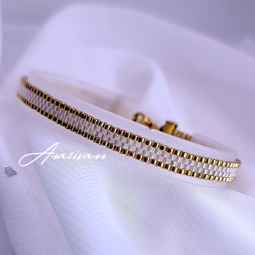 دستبند میوکی رولکسی سفید طلایی